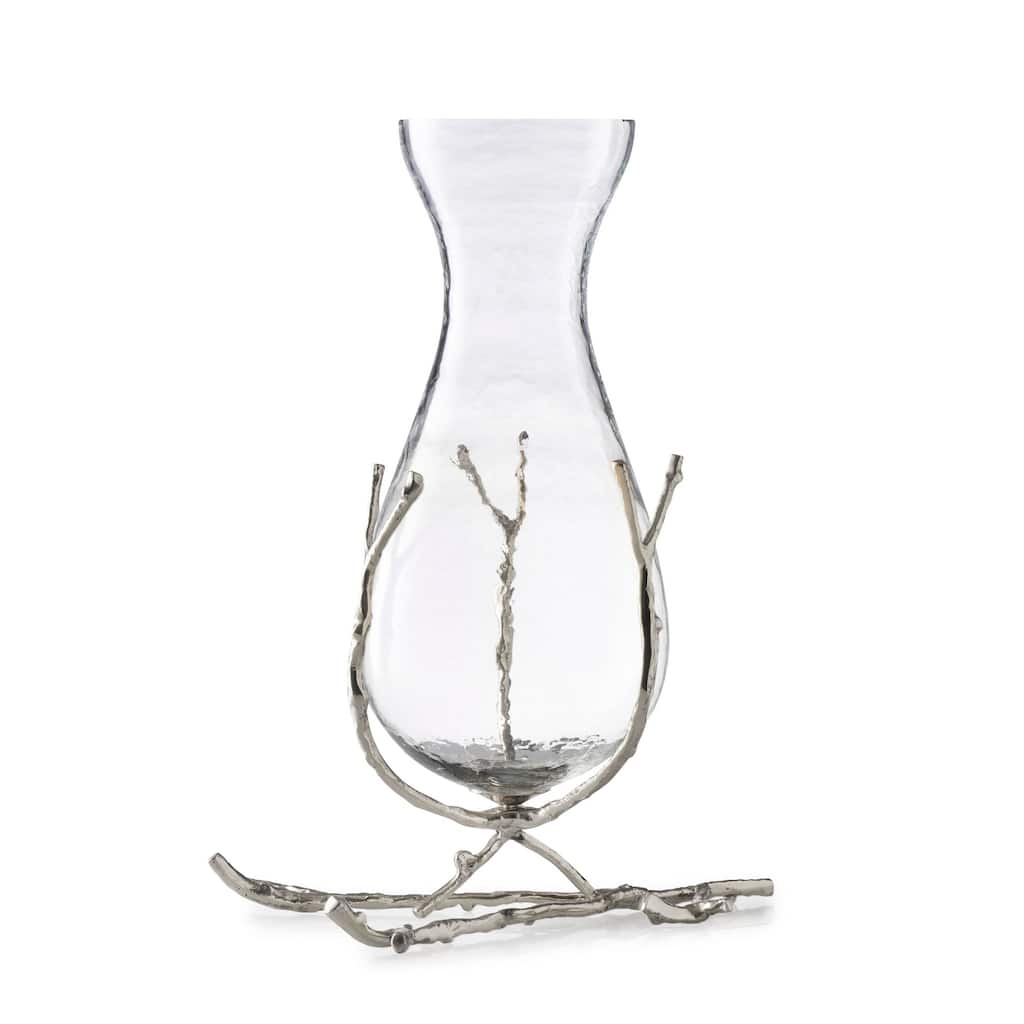 14"H Glass Vase with Silver Twig Base