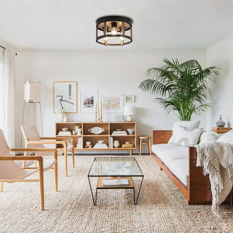 3 Light fixture lights black ceiling lighting wood kitchen ceiling lamps - N/A