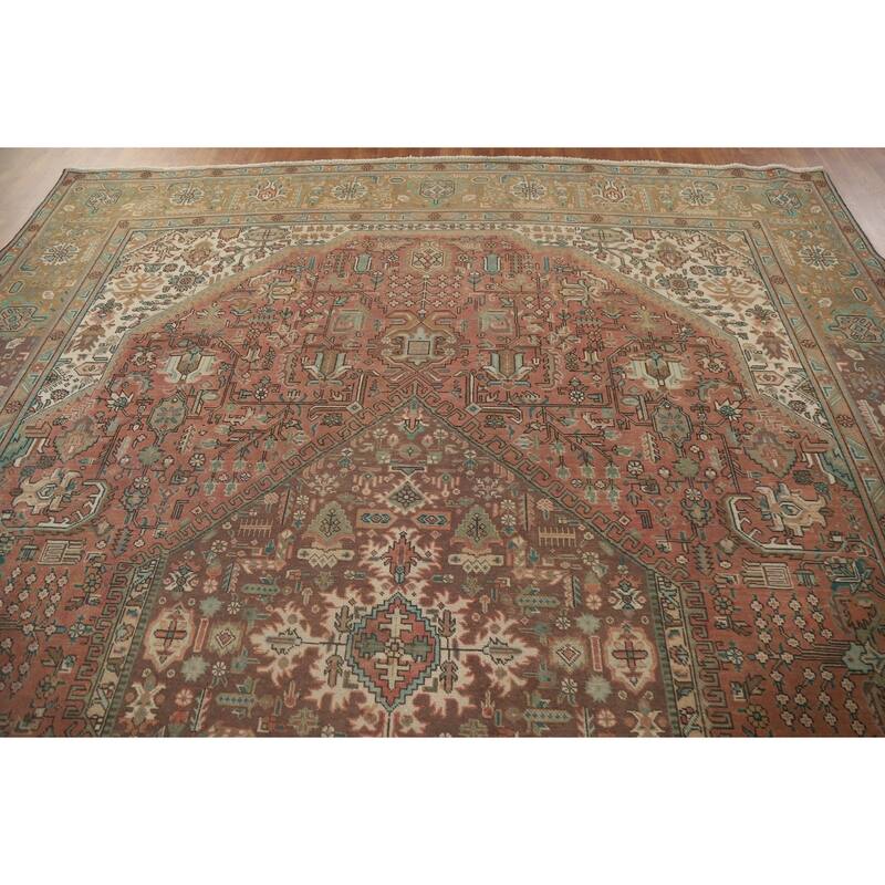 Handmade Geometric Tabriz Persian Vintage Rug Oriental Wool Carpet - 9'10" x 12'7"