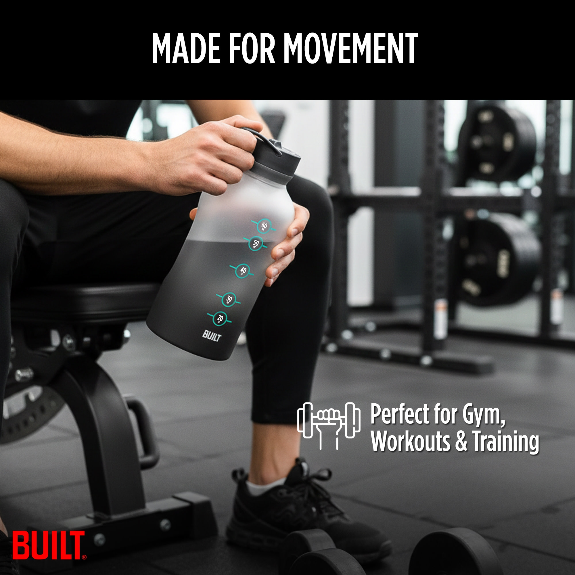 Byo 74 Oz Tritan Motivational Bottle - Black