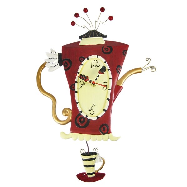 Allen Designs `Steamin` Tea` Teapot Pendulum Wall Clock - 20 X 13.5 X 1 inches