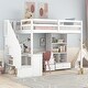preview thumbnail 1 of 13, White Twin Size Loft Bed with 4 Drawers and L-Shaped Desk, Pine Wood Twin Bed Frame with Cabinet and Storage Staircase White - Twin
