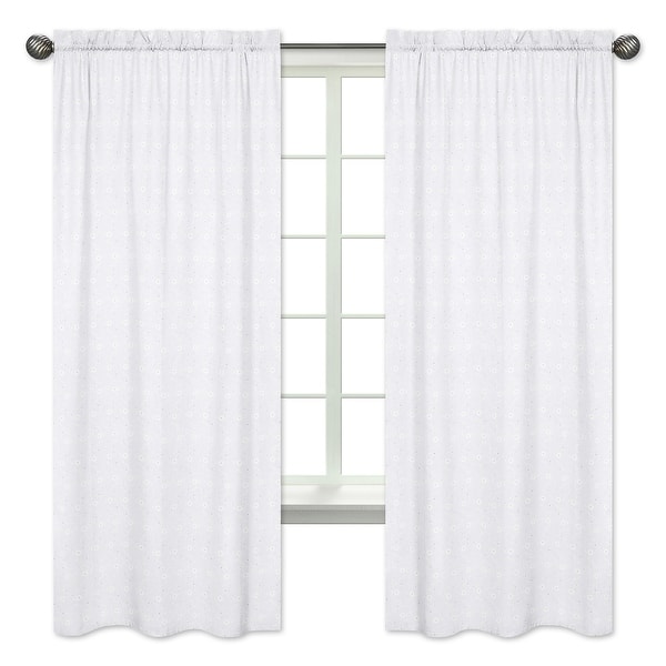 slide 2 of 5, Sweet Jojo Designs White 84-inch Window Treatment Curtain Panel Pair for White Eyelet Collection - 42 x 84
