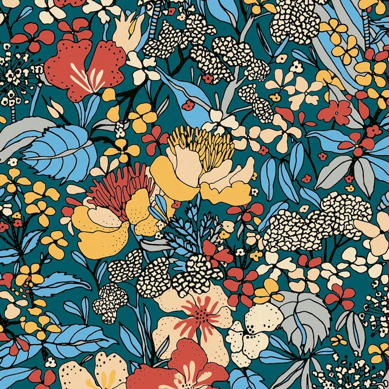 AS Creation Zetta Blue Floral Riot Wallpaper