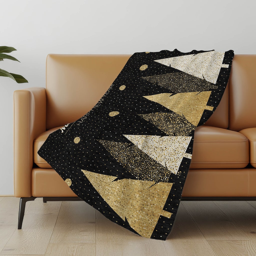 Premium Machine Washable ASB222 Xmas Happy New Year Sherpa Throw Blanket