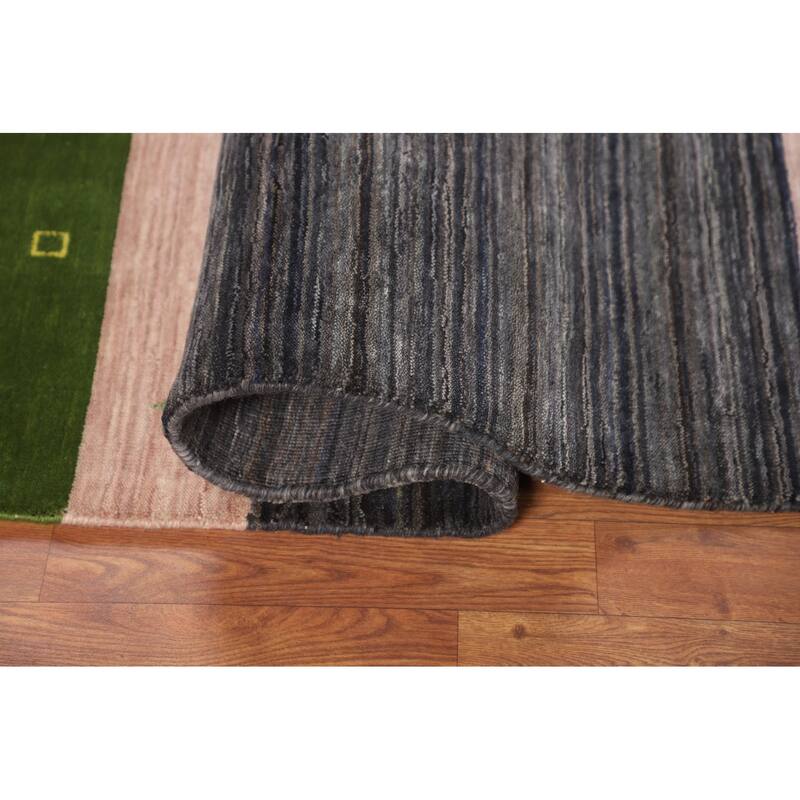 Striped Tribal Gabbeh Oriental Foyer Rug Handmade Wool Carpet - 4'0"x 6'0"
