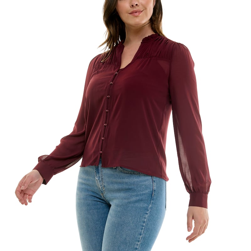 Nicole Miller Ruffle Long Sleeve Blouse
