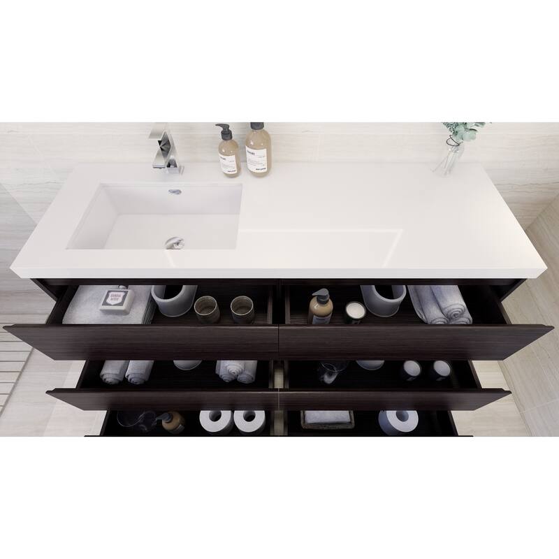 Aron 60'' Freestanding Vanity with Left Single Sink