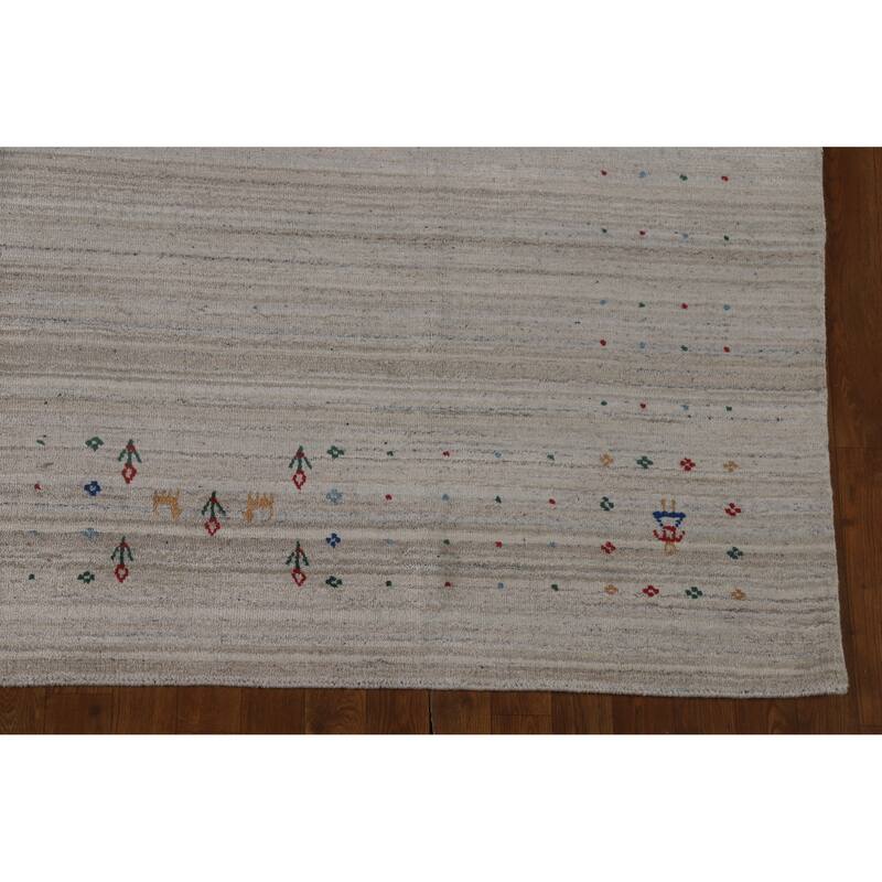 Hand Knotted Oriental 100% Wool Carpet Tribal Tribal Greys & Charcoal Gabbeh Area Rug - 10' 1'' X 8' 0''