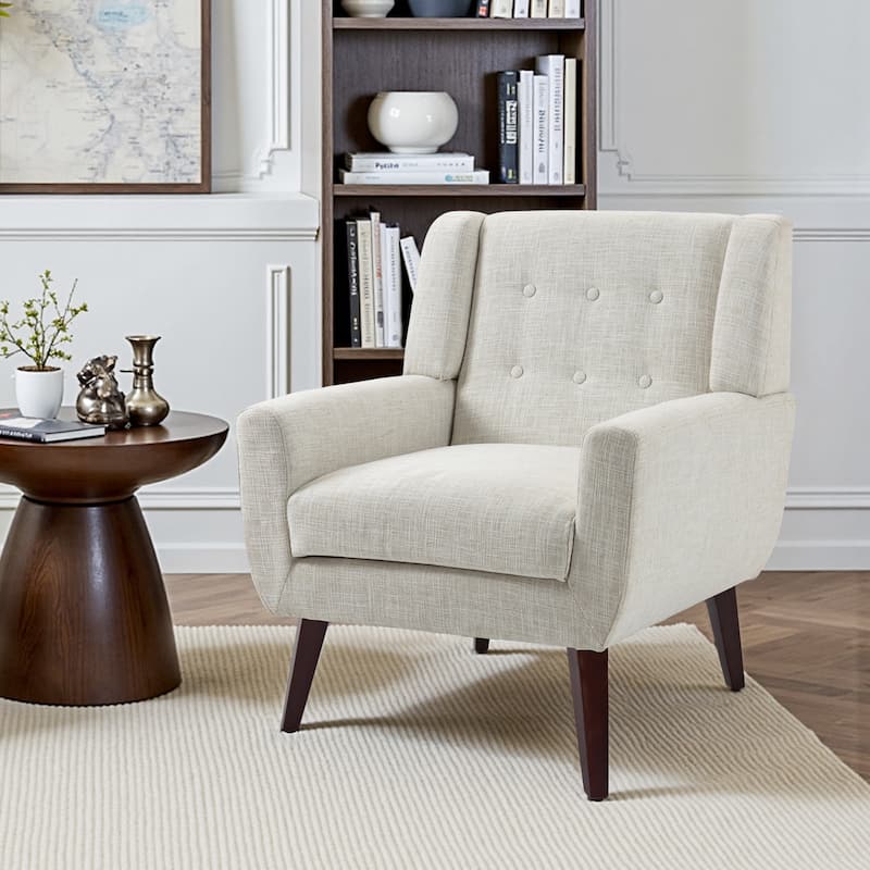 Cotton/ Linen Look Fabric Modern Accent Chair Armchair