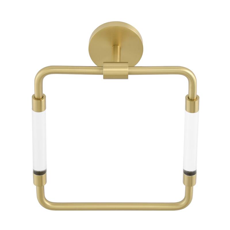 Verre Acrylic Square Towel Ring In Brushed Gold - 8.27" x 7.09" 2.36"