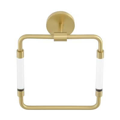 Verre Acrylic Square Towel Ring In Brushed Gold - 8.27" x 7.09" 2.36"