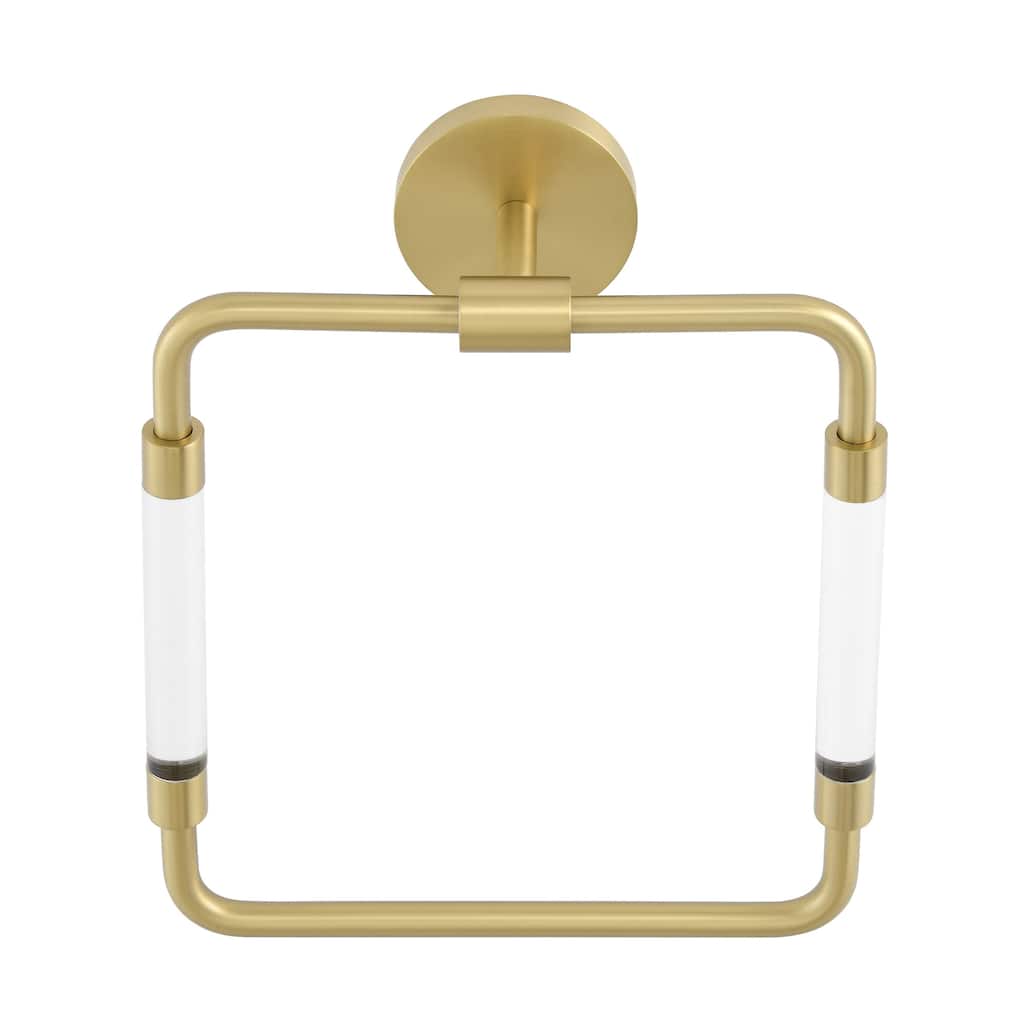 Verre Acrylic Square Towel Ring In Brushed Gold - 8.27" x 7.09" 2.36"
