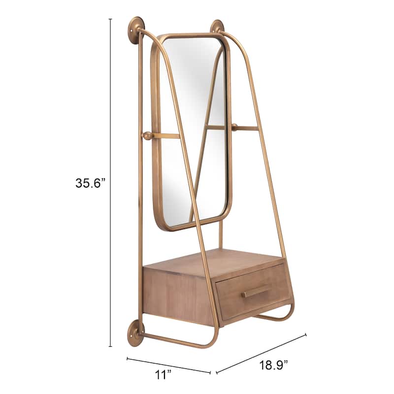 Grist Mill Mirror Shelf Gold