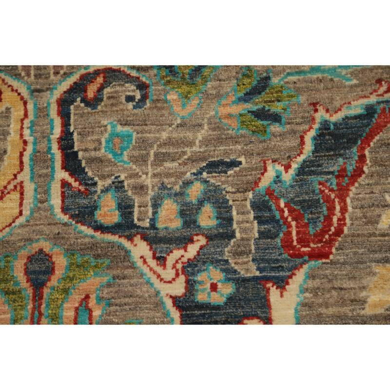 Hand Knotted Oriental 100% Wool Carpet Traditional All-Over Brown Ziegler Area Rug - 9' 3'' X 8' 0''