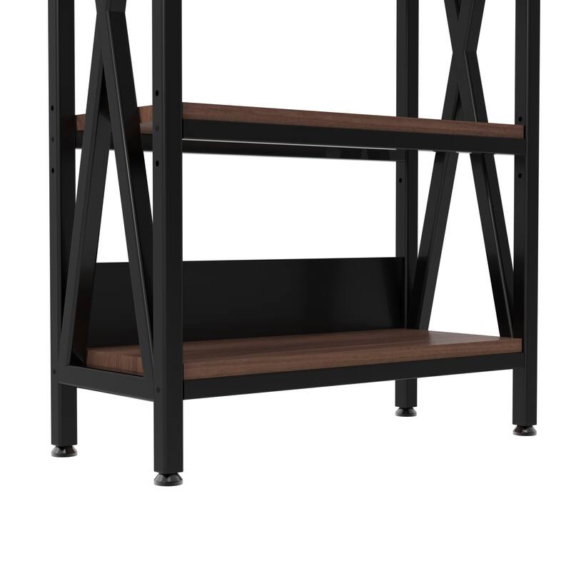 55'' Bakers Rack 4-Level Storage Shelves Metal and Wooden Kitchen Shelves, Kitchen Organizers and Storage