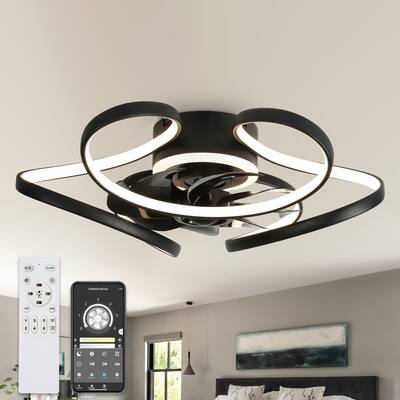 Bella Depot Low Profile Ceiling Fan with Dimmable LED Light, 6-Speed Reversible Flush Mount Ceiling Fan with APP Control - N/A