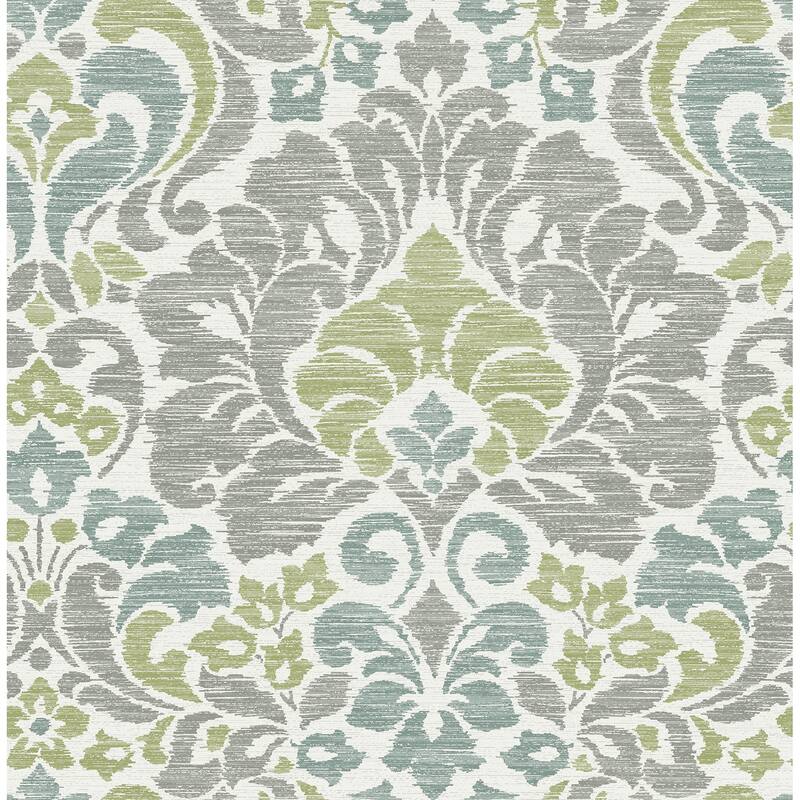 A-Street Prints Garden of Eden Green Damask Wallpaper