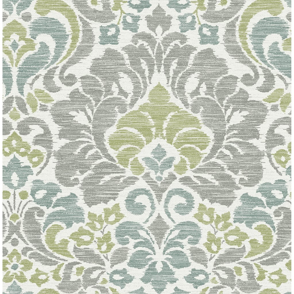 A-Street Prints Garden of Eden Green Damask Wallpaper