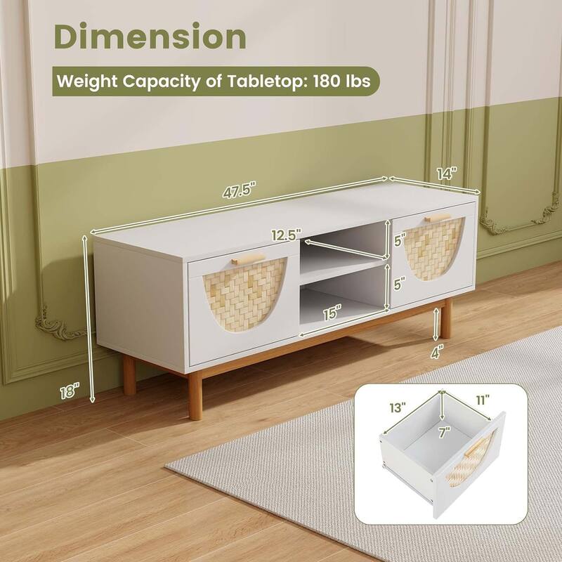 Modern TV Stand for TV up to 55" Media Console Table w/ Open Shelves