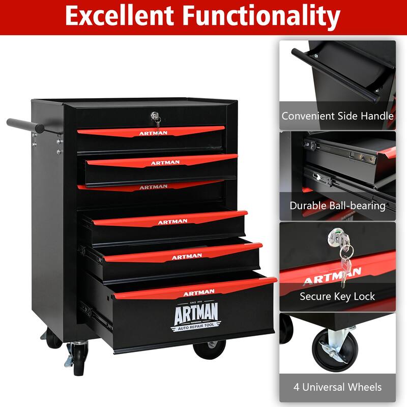 20" Rolling Metal Tool Chest with 6 Drawers for Garage & Workshop