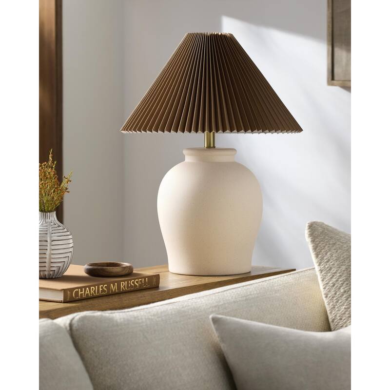 Livabliss Besson Traditional Accent Table Lamp - 22"H x 17"W x 17"D - Beige/Gold