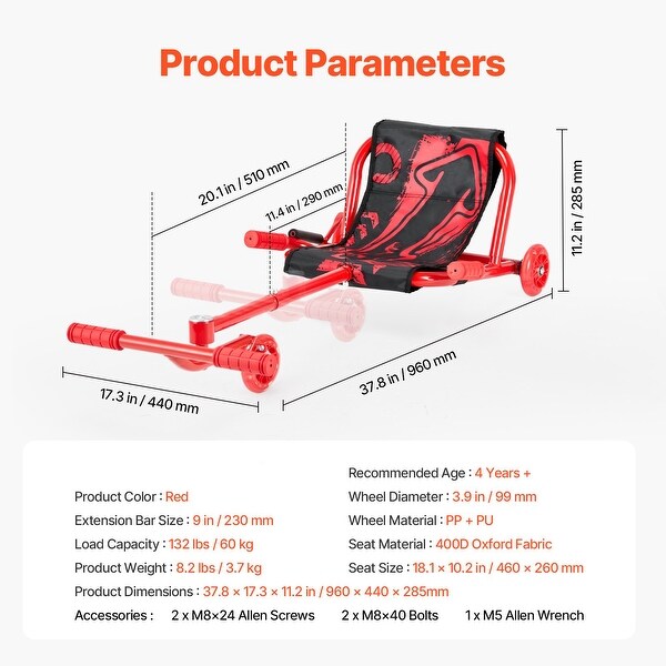 Ride on Scooter Zig-Zag Motion Drift Cart with Comfortable Handle