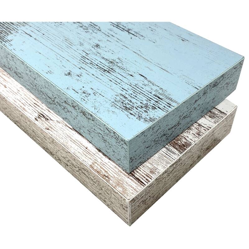 Sorbus Set of 2 Wall Mounted Nightstand Floating Shelves, Nautical/Coastal Styles with Distressed Finish