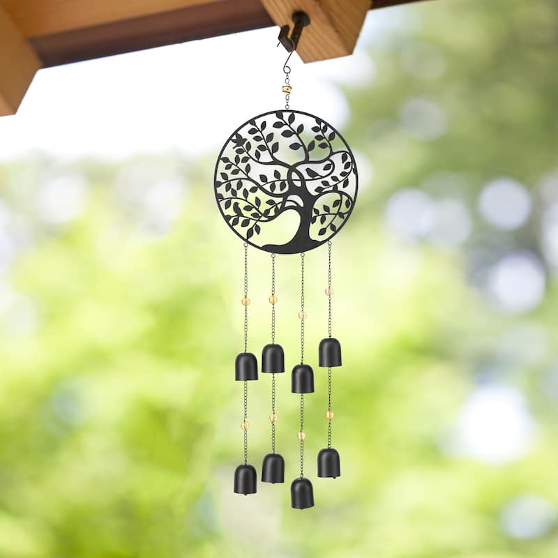 Glitzhome 32"H Metal Tree of Life Windchime with Bells - 32''H