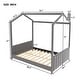 preview thumbnail 23 of 30, Semi-enclosed Low Profile Bed, Wood Playhouse Bed Frame with Velvet Strips Headboard and Footboard for Kids, Teens