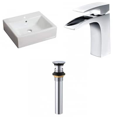 American Imaginations 21-in. W Above Counter White Vessel Set For 1 Hole Center Faucet