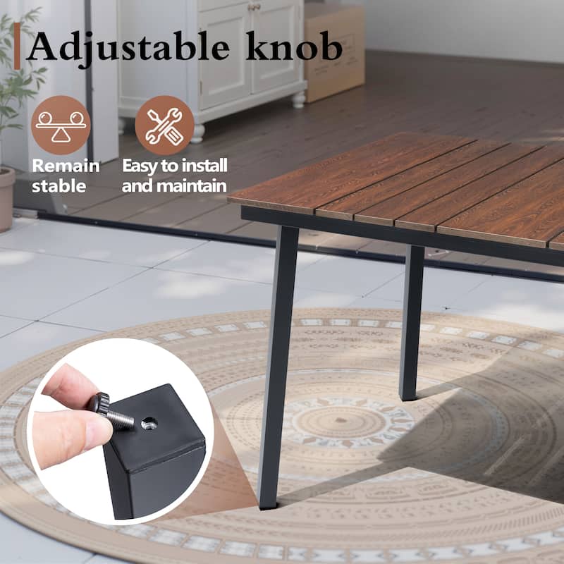 7PC Outdoor Patio Dining Set With Umbrella Hole Table Adjustable Folding Chairs - N/A