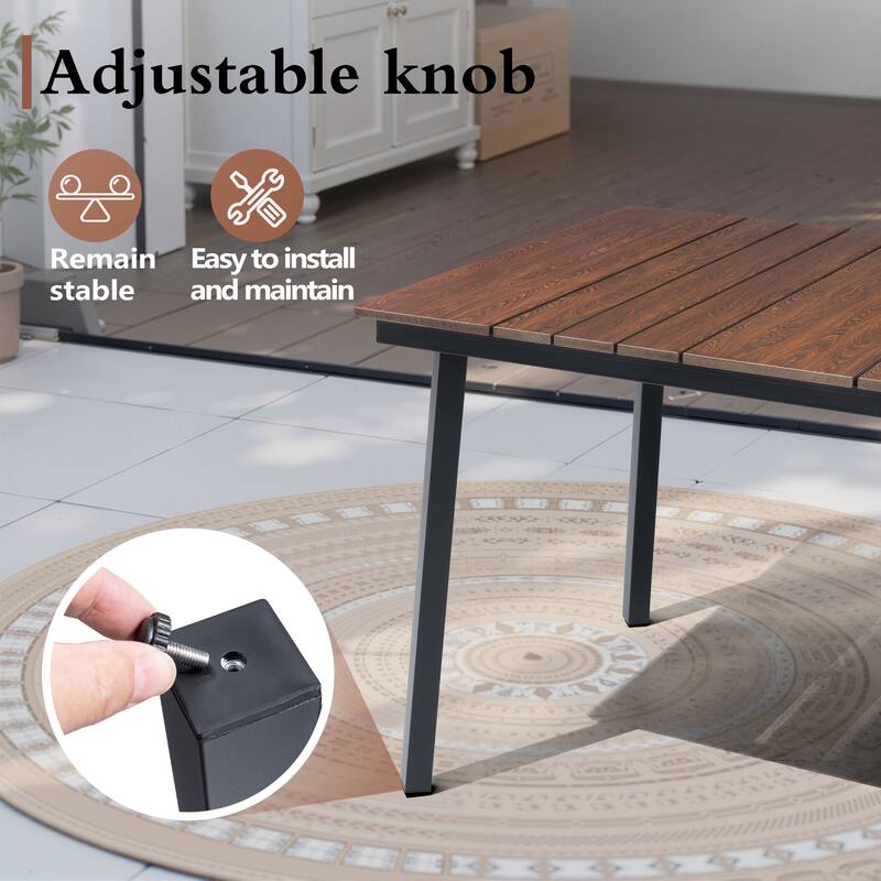 7PC Outdoor Patio Dining Set With Umbrella Hole Table Rattan Chairs