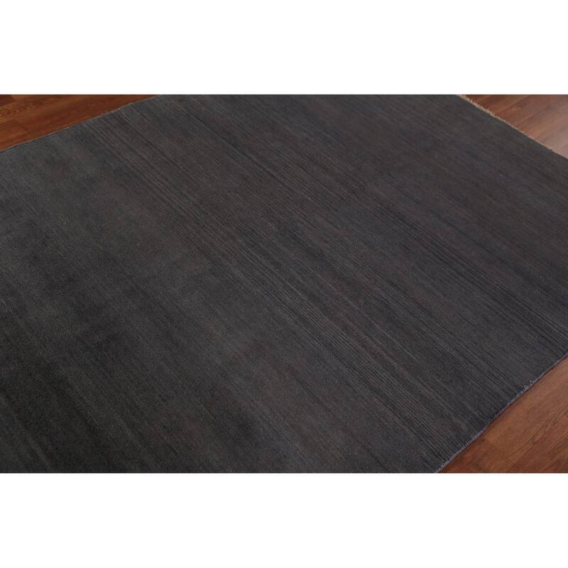 Grays & Charcoal Gabbeh Modern Area Rug Hand-Knotted Wool Carpet - 4'11" x 6'7"