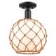 Option Matte Black / White Glass with Brown Rope