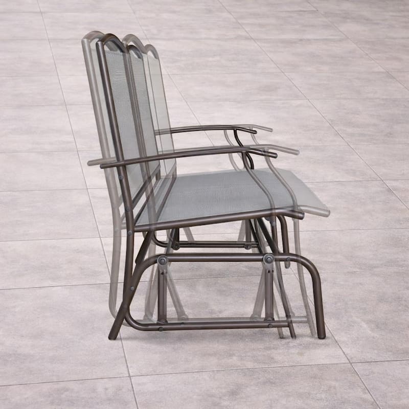 Kaycey 2-Person Brown Metal Outdoor Loveseat Glider with Mix Tan Sling - N/A