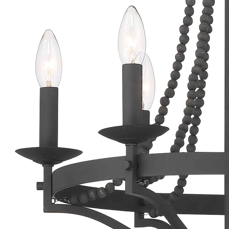 Cauhu 6-light Farmhouse Coastal Beaded Chandelier for Entryway - 20'' D