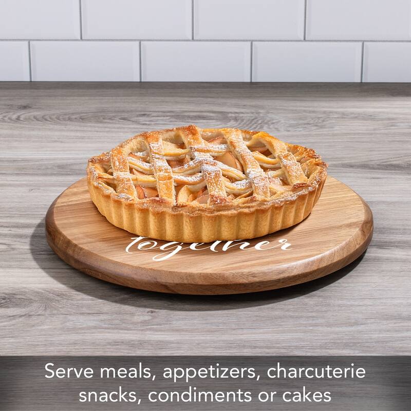 Gather Together Round Acacia Wood Lazy Susan Turntable 14" Diameter for Serving Kitchen Organization Condiment Caddy