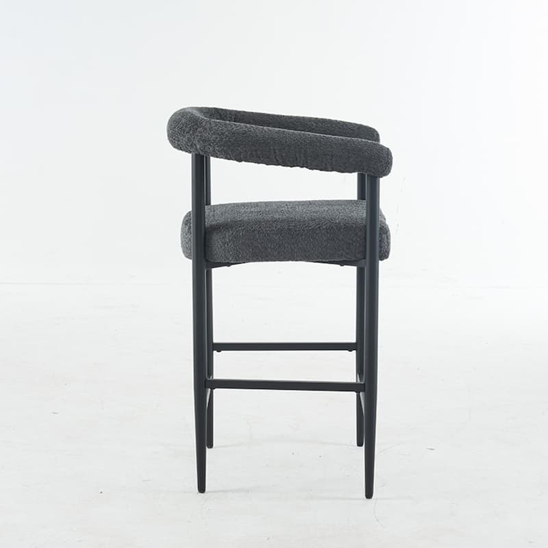 Upholstered Bar Stools Set of 2, Fabric Counter Height Chairs with Metal Frame, Kitchen Island Chairs with Armrests