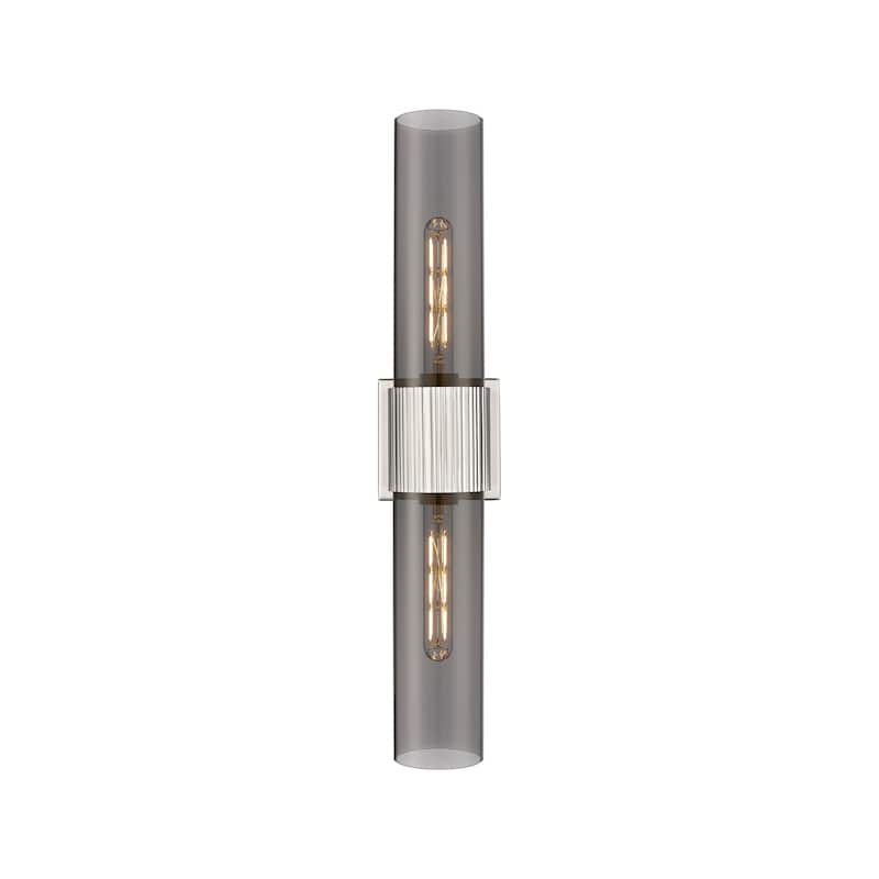 Innovations Lighting Bolivar - 2 Light 12" Wall-Mounted Bath Vanity Light - Satin Nickel/Light Smoke