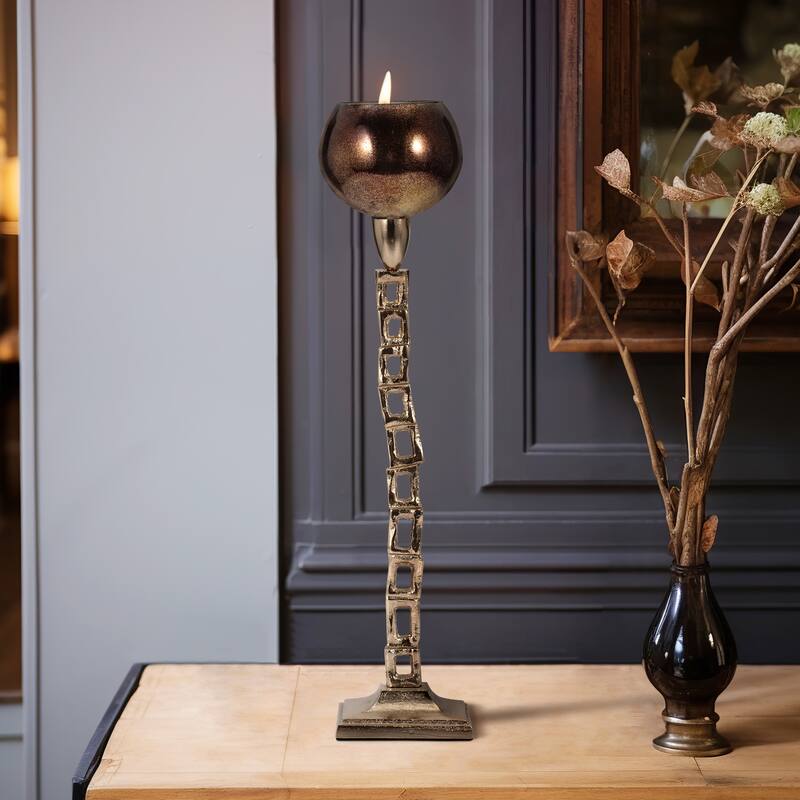 Sagebrook Home Modern Glam Metal Gold Novelty Tealight Holder With Base - 5" x 5" x 20"