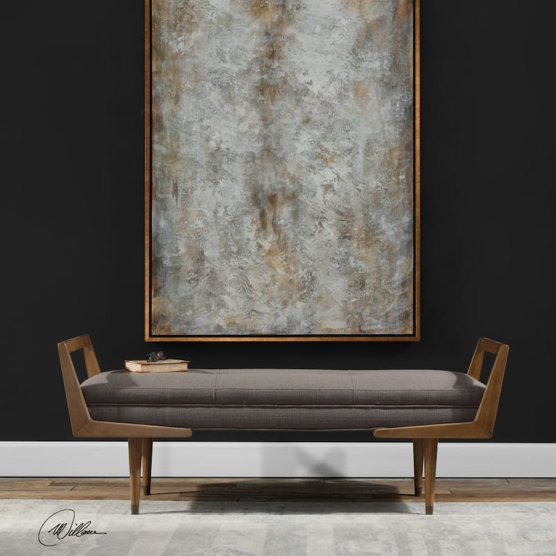 Uttermost Waylon 59 Inch Wide Wood Bench with Fabric Upholstery by