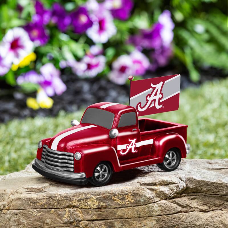 NCAA Rally Truck Garden Statue with Team Flag - University of Alabama