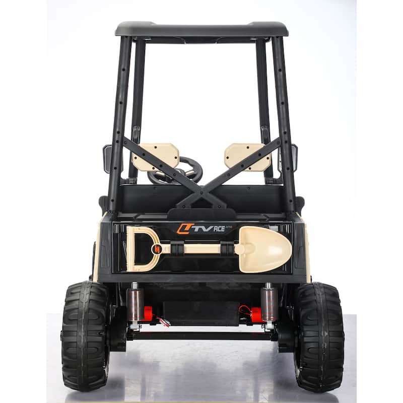 Kids Ride On Dump Truck Off-Road Toy Car with Bluetooth Music, Beige Ride On Truck Ride On Vehicle with LED Lights