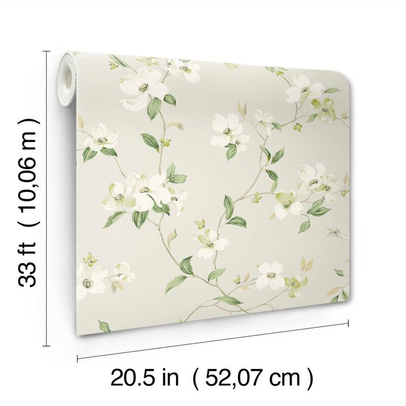 York Wallcoverings Dogwood Light Grey Wallpaper