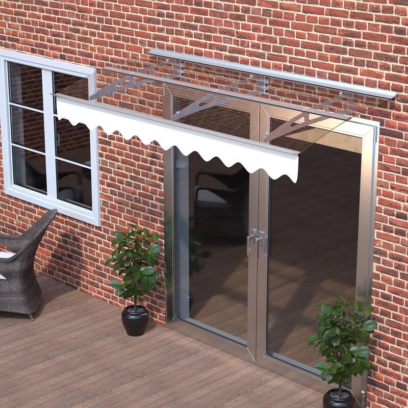Wall-mounted window and door awnings for wooden wall rooms - Silver, Clear