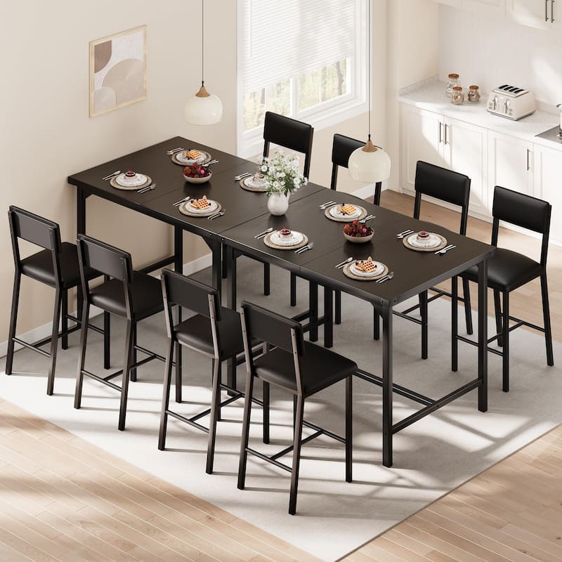 Dining Table Set for 4 w/Footrest & Corner Protector, 5-Piece Kitchen Table Set