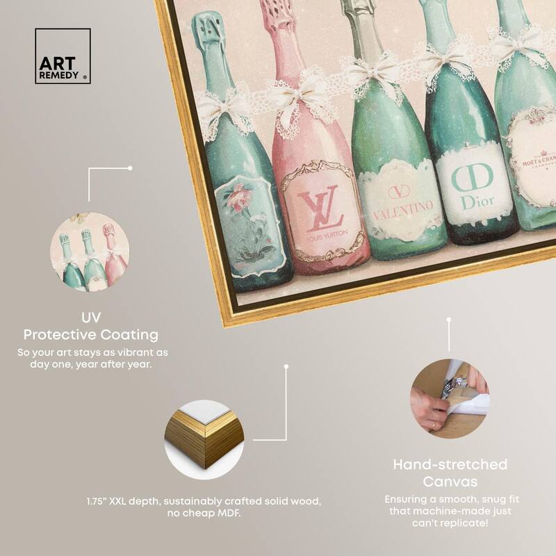 Champagne Mint and Pink Canvas by Art Remedy