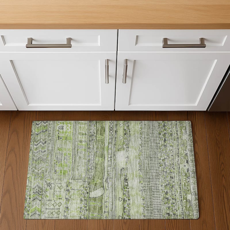 Premium Washable Super Soft Modern Global Mayfield Rug - 1'8" x 2'6" - Olive