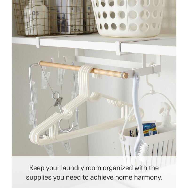 Yamazaki Home Undershelf Hanger, Steel and Wood, Up To 1" Shelf, Holds 6.6 lbs - L 6.5 x W 16.54 x H 3.94 inches